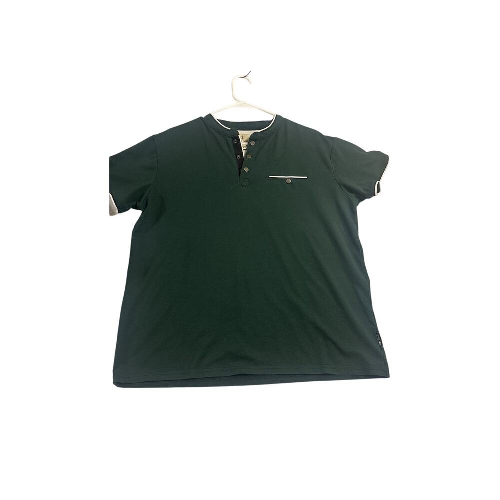 Scott James Men's Solid Knit Collared Polo Shirt, Short Sleeve, XL Green Pocket